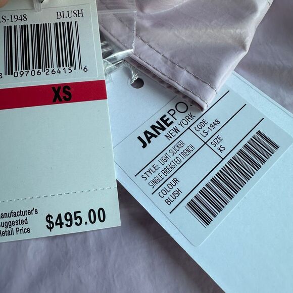 Jane Post New York $495 Rain Jacket Light Pink Light Slicker XS NWT - Picture 11 of 11